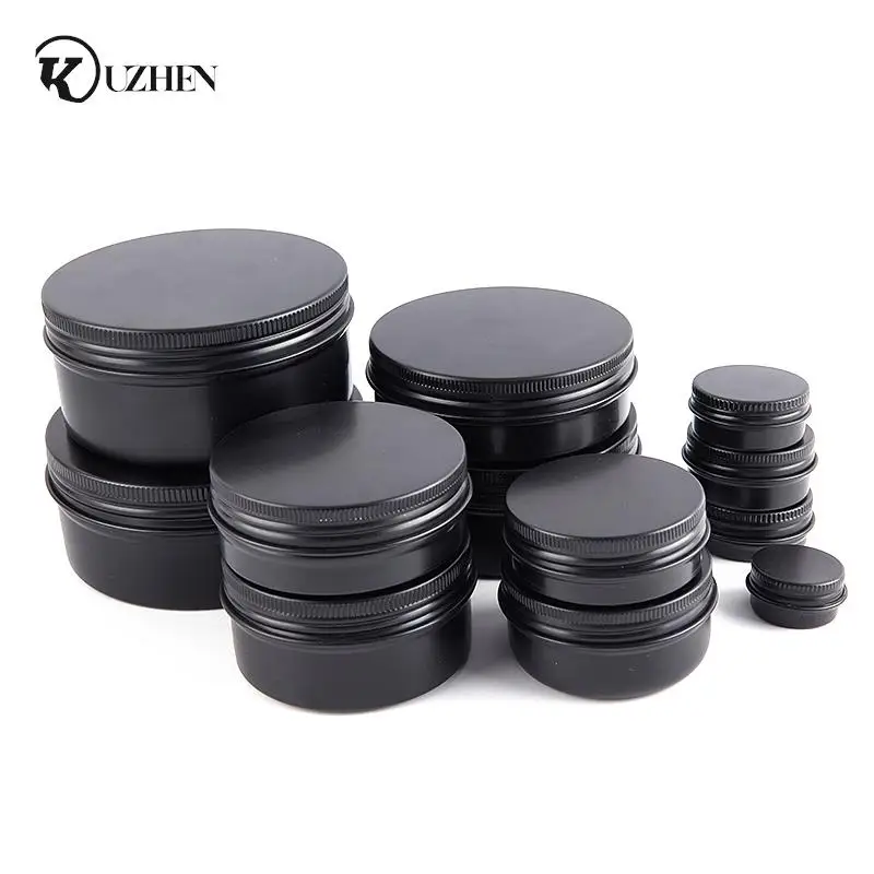 Black Empty Round Aluminum Box Metal Tin Cans Cosmetic Cream DIY Refillable Jar Tea Aluminum Pot 
Black Empty Round Aluminum Box Metal Tin Cans Cosmetic Cream DIY Refillable Jar Tea Aluminum Pot