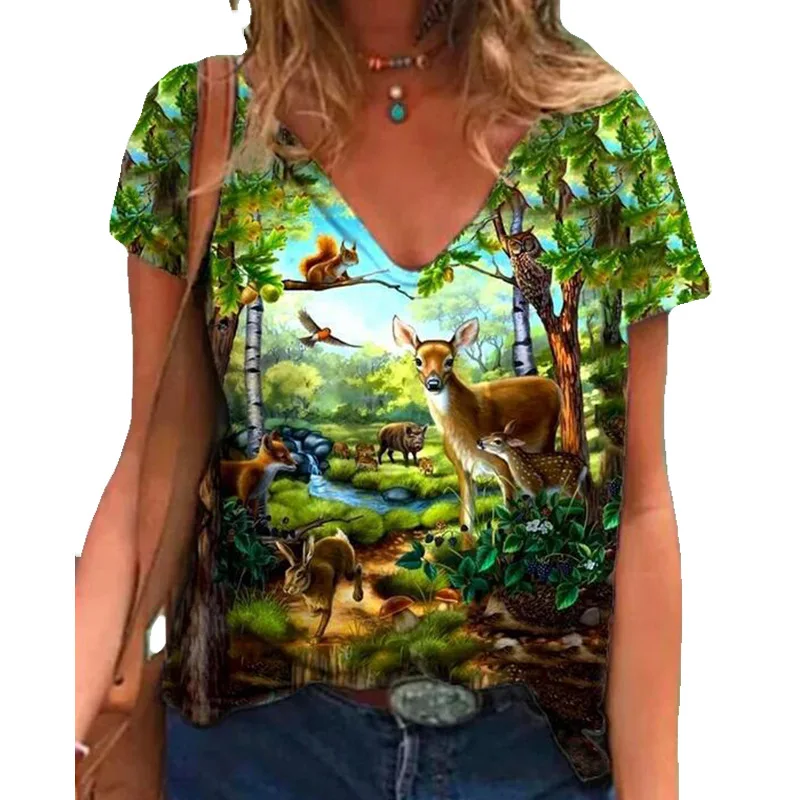 2021 New Women Funny T Shirt 3D Cartoon Animals Print Tee Casual Short Sleeve V-Neck Street Hipster Tops Summer Loose Ladies Top
2021 New Women Funny T Shirt 3D Cartoon Animals Print Tee Casual Short Sleeve V-Neck Street Hipster Tops Summer Loose Ladies Top