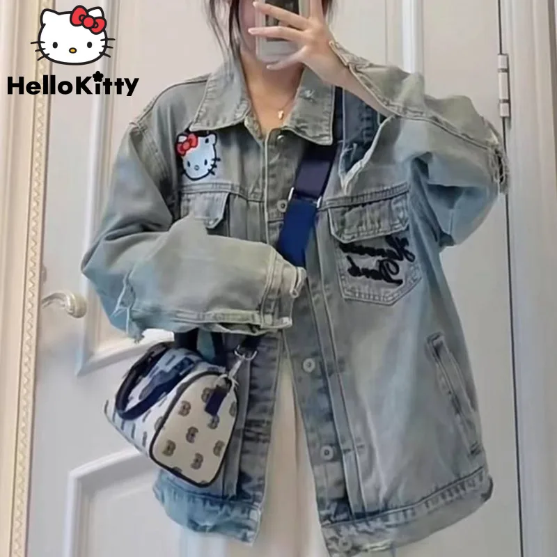 Sanrio Vintage Hello Kitty Denim Jacket Women Autumn New Streetwear Y2k Girls Versatile Clothes Cartoon Embroidey Cardigan Coat
Sanrio Vintage Hello Kitty Denim Jacket Women Autumn New Streetwear Y2k Girls Versatile Clothes Cartoon Embroidey Cardigan Coat