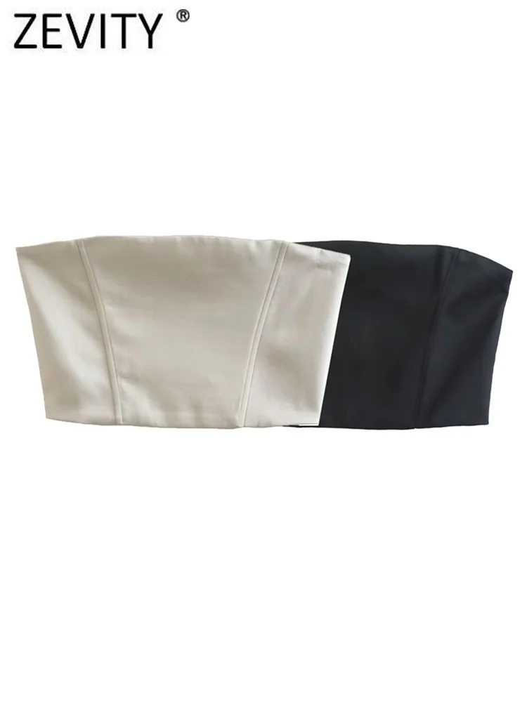 Женская Сексуальная Мягкая атласная короткая блузка Zevity без бретелек, Женская облегающая блузка с пряжкой сзади, шикарные укороченные топы... 
Женская Сексуальная Мягкая атласная короткая блузка Zevity без бретелек, Женская облегающая блузка с пряжкой сзади, шикарные укороченные топы...