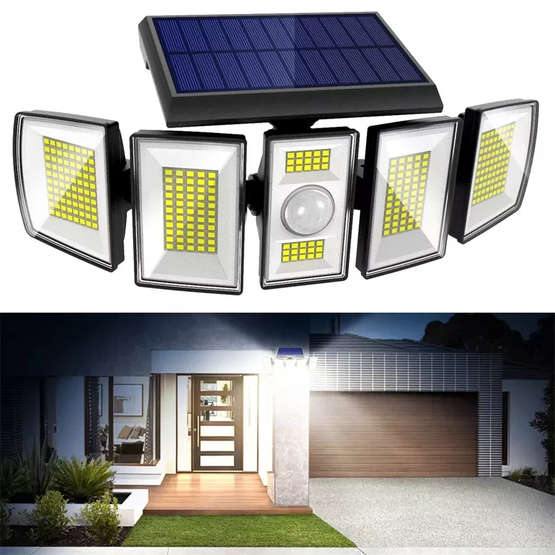 Solar Motion Sensor Lights Outdoor 5 Heads 300 LED Solar Street Lamp Waterproof 360° Adjustable Wide Angle Solar Security Lights
Solar Motion Sensor Lights Outdoor 5 Heads 300 LED Solar Street Lamp Waterproof 360° Adjustable Wide Angle Solar Security Lights