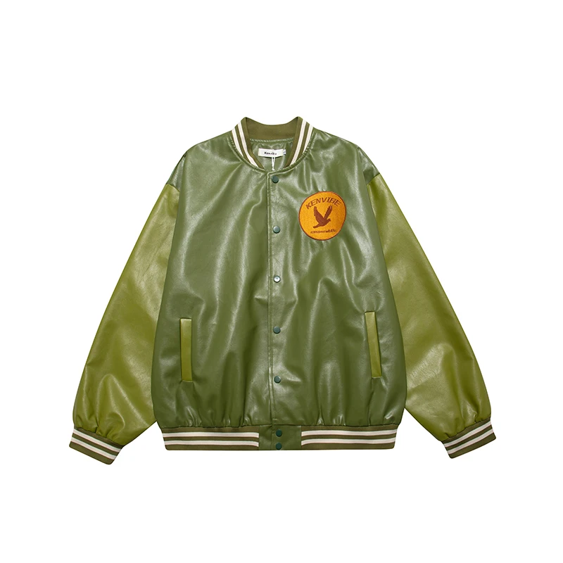 Harajuku Stand Green Towel Embroidery Mens Pu Leather Coat Retro High Street Oversized Casual Clothes Loose Hip Hop Jackets
Harajuku Stand Green Towel Embroidery Mens Pu Leather Coat Retro High Street Oversized Casual Clothes Loose Hip Hop Jackets
