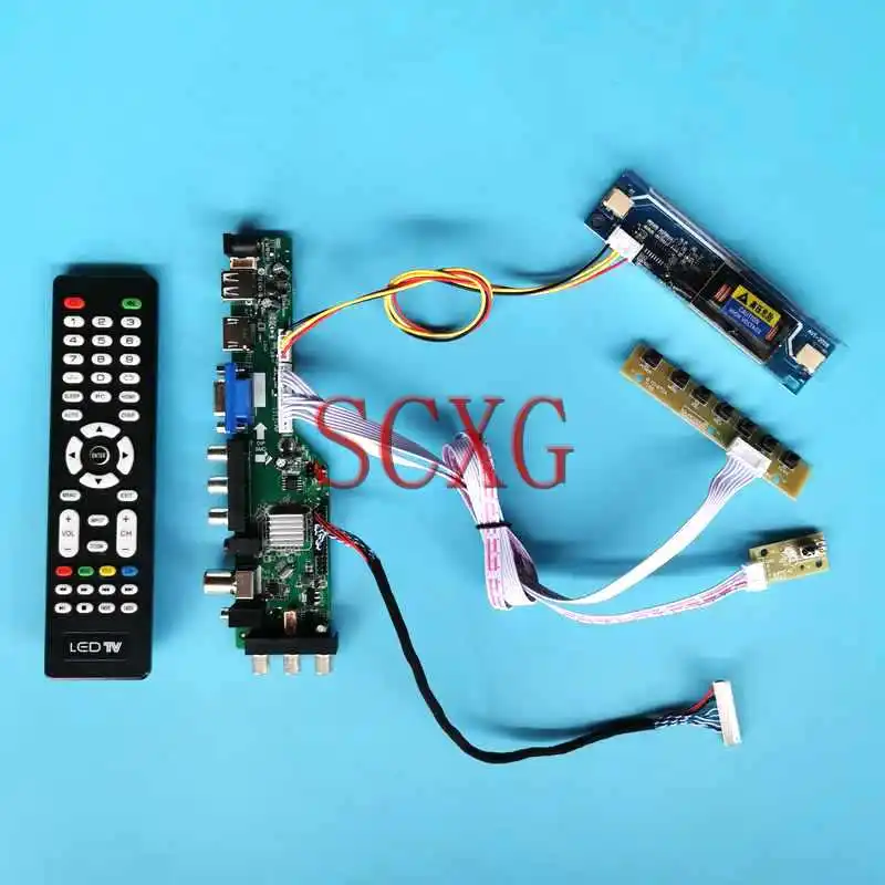 

For M185B1 M185XW01 MT185GW01 LCD 3663 DVB Digital Driver Board LVDS 30 Pin Kit 2-CCFL USB HDMI-Compatible VGA AV 18.5" 1366*768