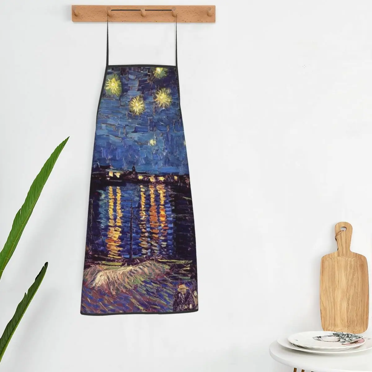 

Starry Night Over The Rhone Apron Vincent van Gogh Home Adult Kitchen Accessories Fashionable Cooking Aprons without Pocket