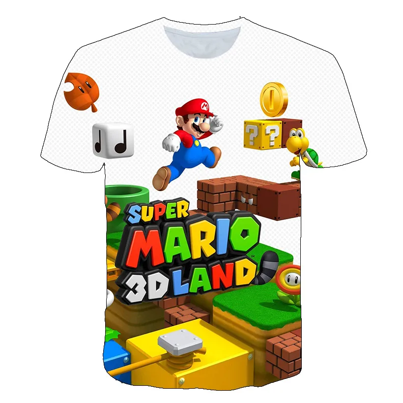 

Женская модная футболка с коротким рукавом в стиле супер Марио, детские топы с мультяшным 3D-принтом, футболка для мальчиков и девочек, забавные костюмы Марио