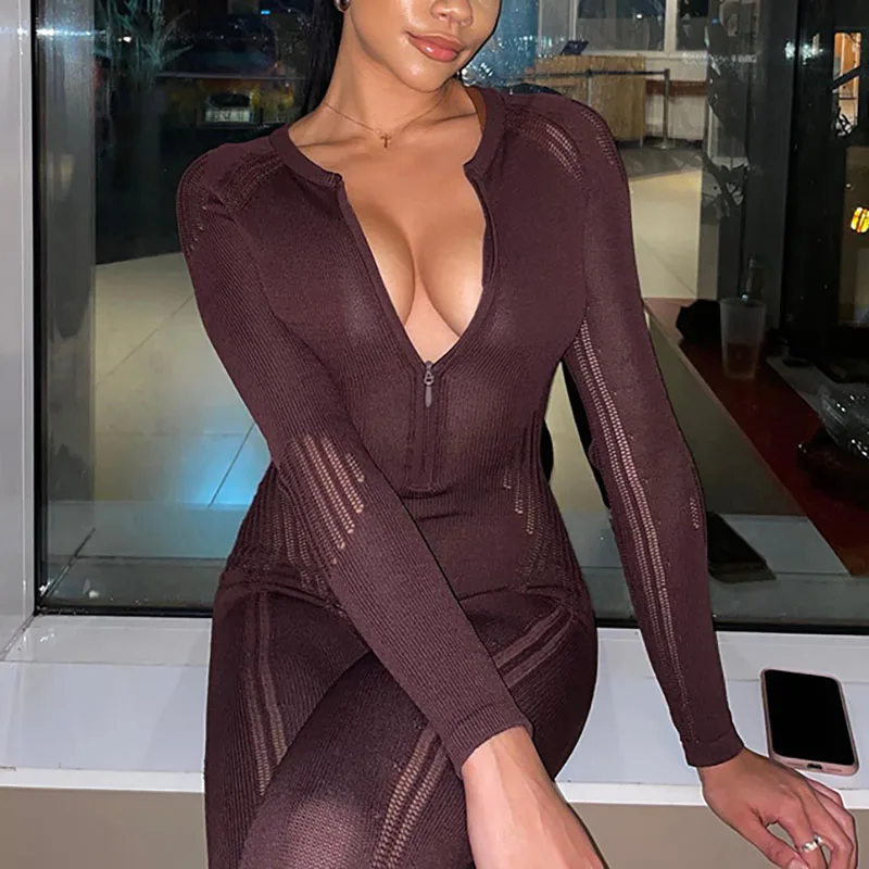 Club Outfit Knitted Rompers Women Jumpsuit Stretch Hollow Out Zipper Sexy Summer Jumpsuits Women's Casual Long Sleeve Jumpsuit
Club Outfit Knitted Rompers Women Jumpsuit Stretch Hollow Out Zipper Sexy Summer Jumpsuits Women's Casual Long Sleeve Jumpsuit