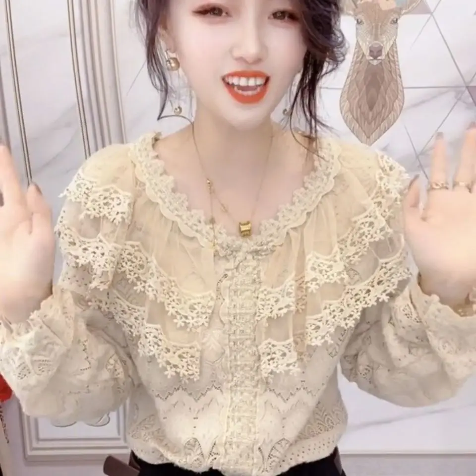 Lace Blouses Femme Tops Women Round Collar Blouse Women 2023 Loose Fit Solid Color Blouses Long Sleeve Blouse Shirt T324
Lace Blouses Femme Tops Women Round Collar Blouse Women 2023 Loose Fit Solid Color Blouses Long Sleeve Blouse Shirt T324