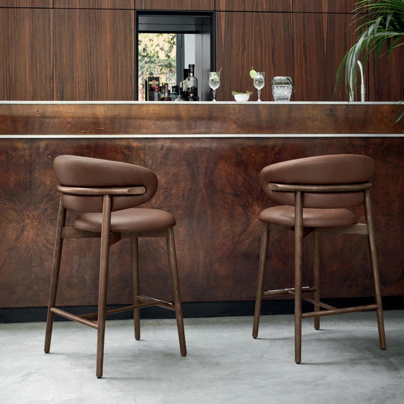 

Скандинавские барные стулья из массива дерева, современный дизайн для дома и кухни, Роскошный дизайнерский тканевый стул, спинка для гостиной, Скандинавская мебель