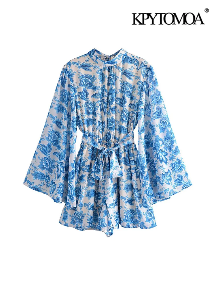 KPYTOMOA Women Fashion With Belt Floral Print Playsuits Vintage Kimono Sleeves Backless Bow Tied Female Jumpsuits Mujer
KPYTOMOA Women Fashion With Belt Floral Print Playsuits Vintage Kimono Sleeves Backless Bow Tied Female Jumpsuits Mujer