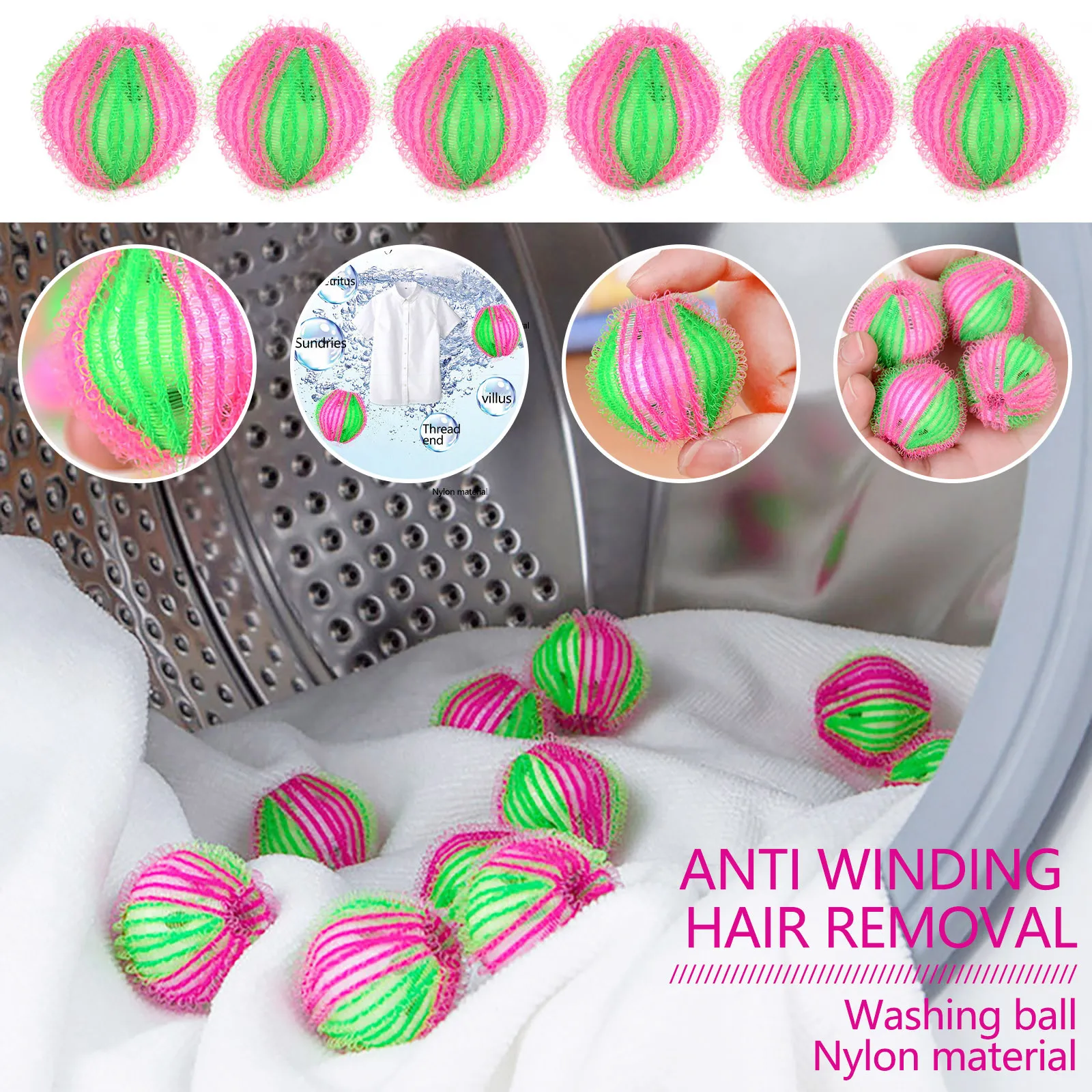 6/12Pcs Nylon Laundry Ball Anti-winding Washing Machine Hair Remover Laundry Ball Fluff Cleaning Lint Fuzz Grab
6/12Pcs Nylon Laundry Ball Anti-winding Washing Machine Hair Remover Laundry Ball Fluff Cleaning Lint Fuzz Grab