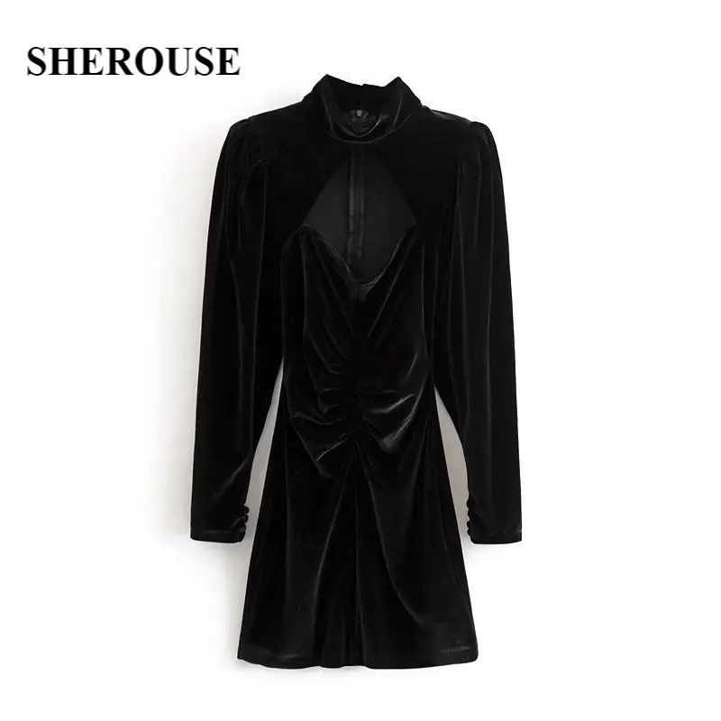 Женское бархатное платье Sherouse, черное платье с вырезом спереди и длинными рукавами, элегантное мини-платье
Женское бархатное платье Sherouse, черное платье с вырезом спереди и длинными рукавами, элегантное мини-платье
