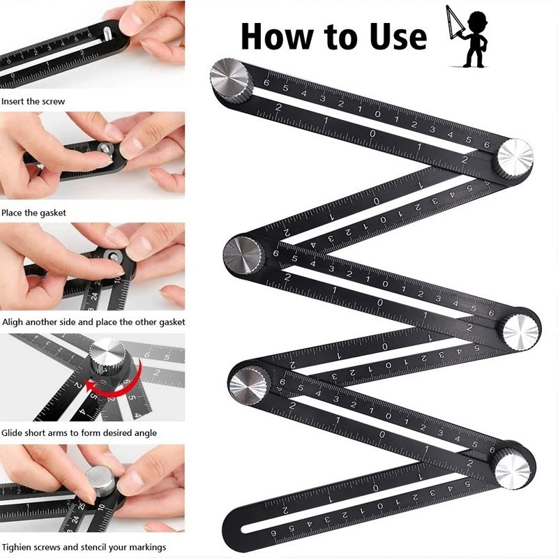 12 Folding Ruler Universal Hole Punch Tile Hole Locator Mason Paving Floor Tile Aluminum Alloy Universal Angle Ruler
12 Folding Ruler Universal Hole Punch Tile Hole Locator Mason Paving Floor Tile Aluminum Alloy Universal Angle Ruler