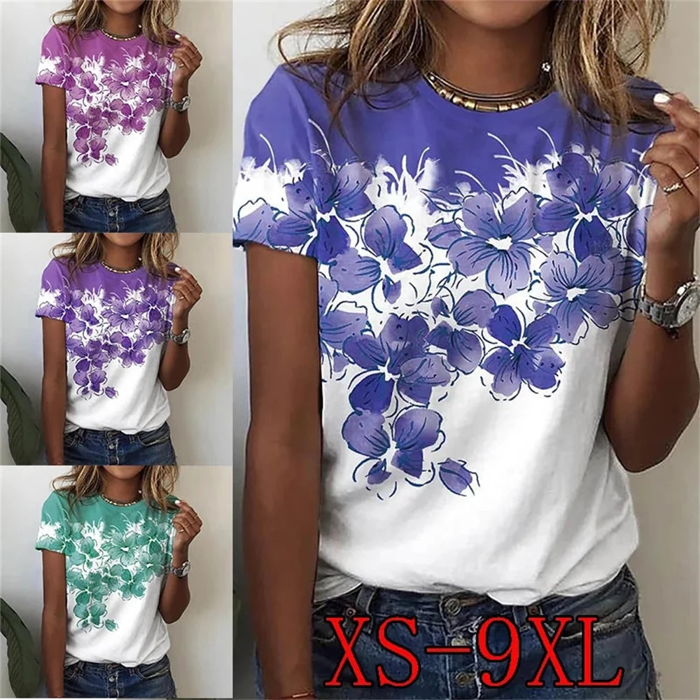 Summer Women's 2022 Floral Theme Painting T Shirt Floral Print Round Neck Basic 3D Print Tops
Summer Women's 2022 Floral Theme Painting T Shirt Floral Print Round Neck Basic 3D Print Tops