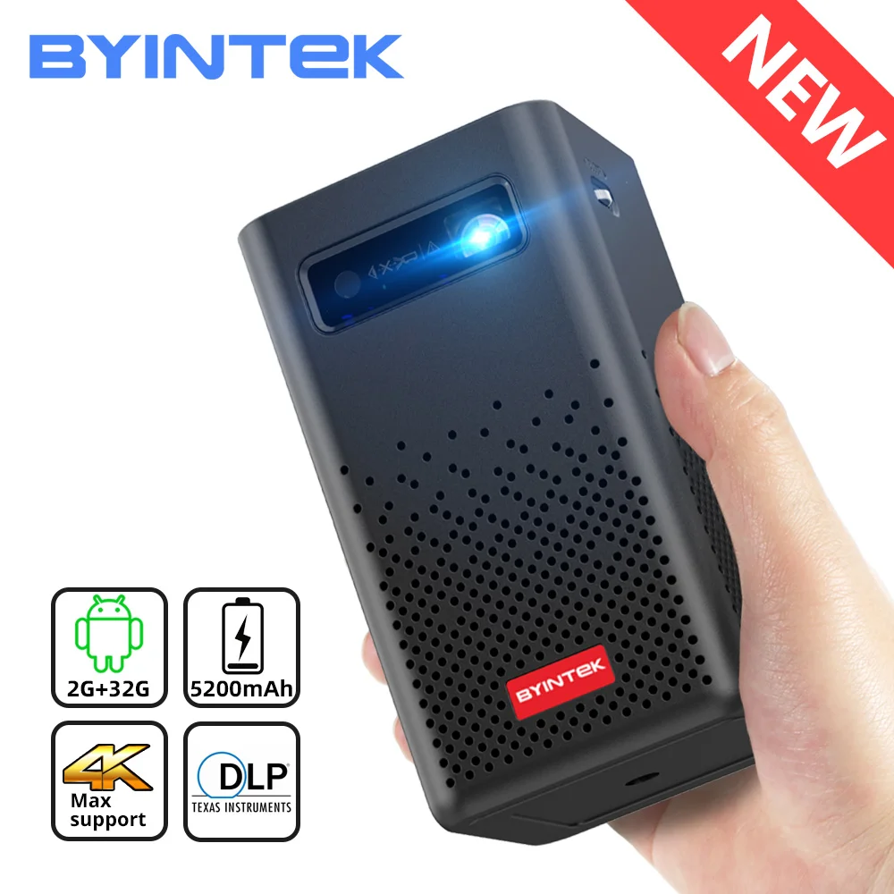 

BYINTEK P20 3D Mini Portable Projector Pico Smart Android Wifi Screenless lAsEr LED DLP Projector 4K 1080P for Mobile Smartphone