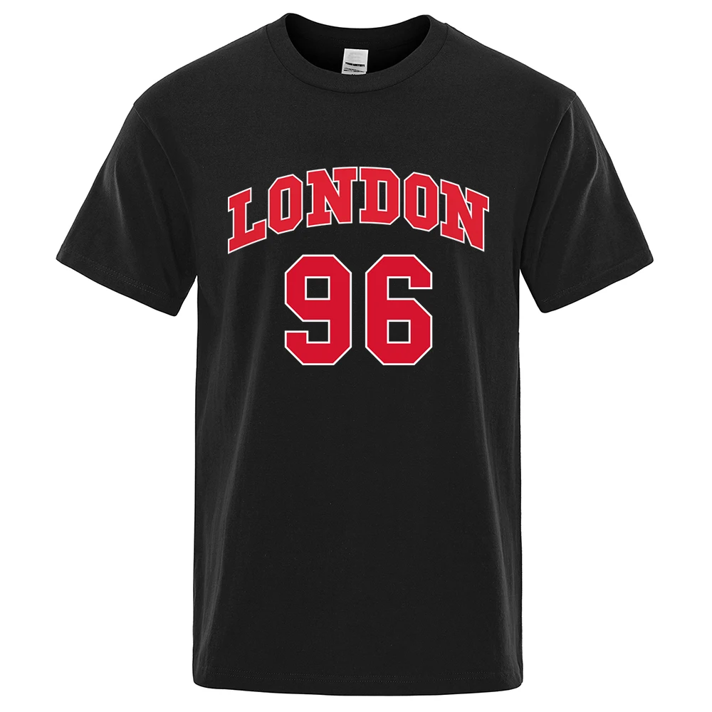 

London 96 British Street City Letters T Shirt Men Vintage O-Neck 100% Cotton Summer Tee Clothes Streetwear Casual Loose Menswear