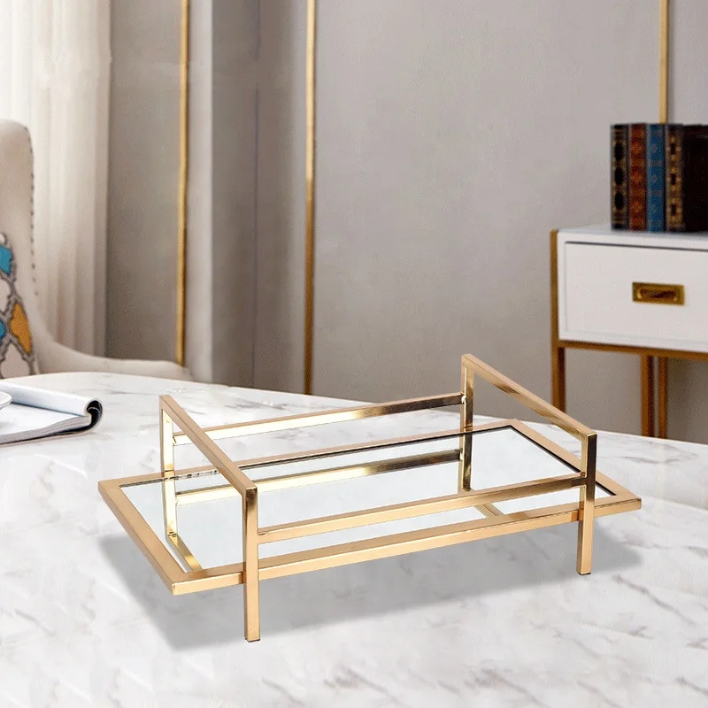 Hot Selling Morden Embellished Vanity Mirror Tray 2 Tiers Cosmetic Jewellery Mirror Glass Tray With Gold Frame 
Hot Selling Morden Embellished Vanity Mirror Tray 2 Tiers Cosmetic Jewellery Mirror Glass Tray With Gold Frame