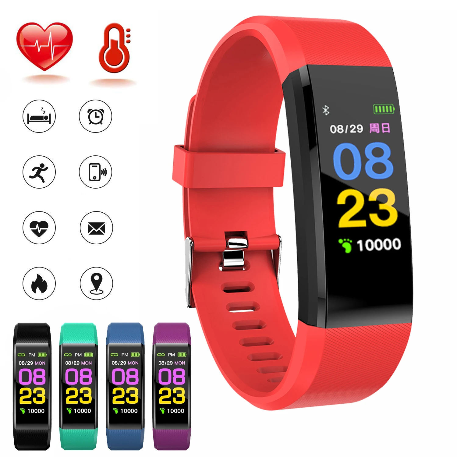 115Plus Sports Smart Watch Heart Rate Blood Pressure Monitor Pedometer Fitness Tracker Men Women Kids Waterproof Smart Bracelet
115Plus Sports Smart Watch Heart Rate Blood Pressure Monitor Pedometer Fitness Tracker Men Women Kids Waterproof Smart Bracelet