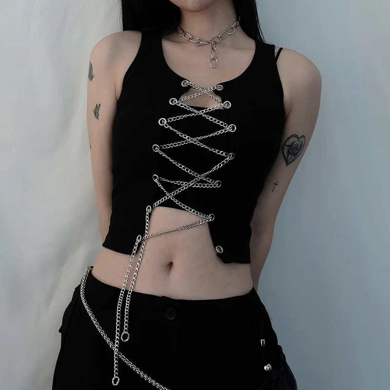 New Fashion Women Goth Tank Top Non-sleeve Bow Tie Patchwork Solid Color Gothic Style Sexy Ladies Tank Top For Whole Season
New Fashion Women Goth Tank Top Non-sleeve Bow Tie Patchwork Solid Color Gothic Style Sexy Ladies Tank Top For Whole Season