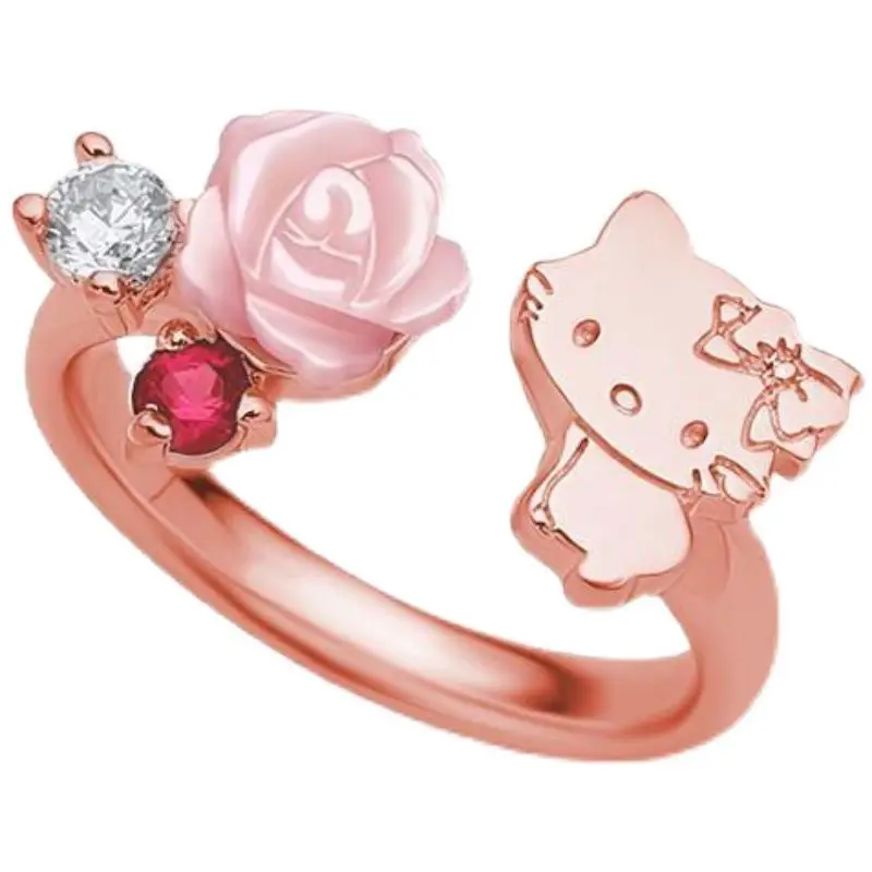 Hello Kitty Rose Gold Ring Sweet Cute Cartoon Distinctive Rose Diamond-Studded Ring Girls' Gifts
Hello Kitty Rose Gold Ring Sweet Cute Cartoon Distinctive Rose Diamond-Studded Ring Girls' Gifts
