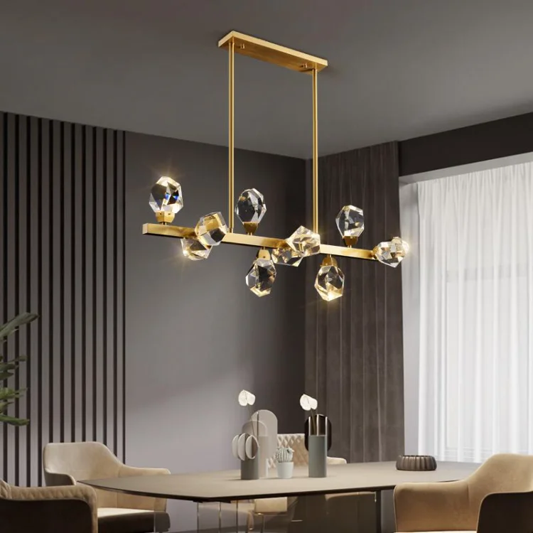 New copper crystal Chandelier long modern living room Lamp designer LED restaurant decoration
New copper crystal Chandelier long modern living room Lamp designer LED restaurant decoration