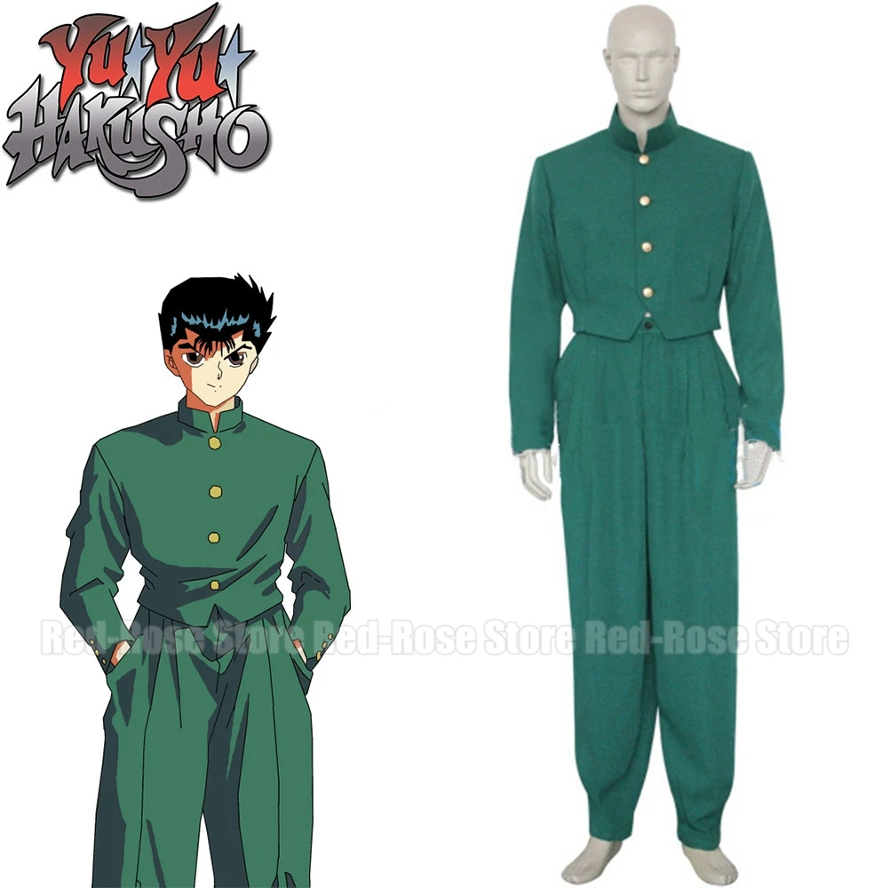 

Anime Yu Yu Hakusho Yusuke Urameshi Cosplay Costume Green Full Set Halloween Costume Uniform For Women Men