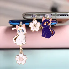 Anime Dust Plug Charm Kawaii Moon Cat Charge Port Plug For iPhone Anti Dust Cap Type C Dust Protection Stopper Phone Pendant
