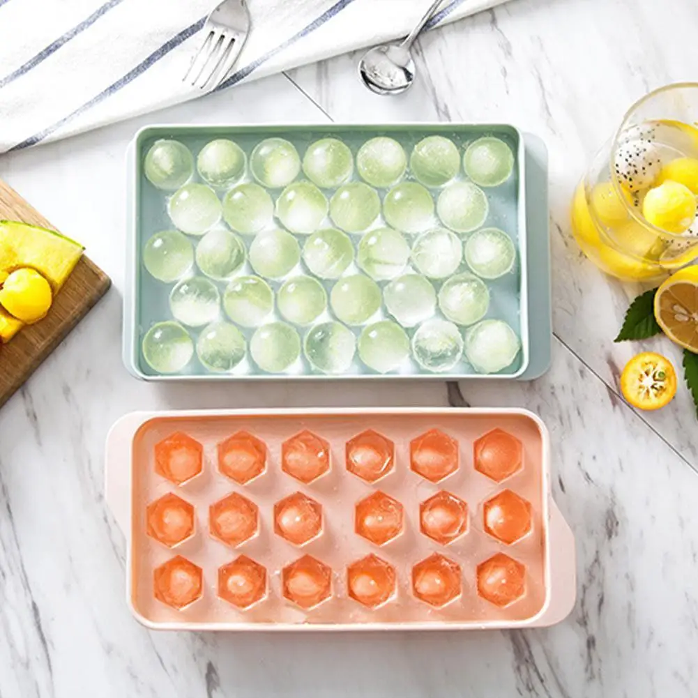 Пластиковые формы для льда, лоток для льда с сеткой 18/33, 3D круглые формы для льда, форма для мяча, мороженого, для домашнего бара, для кухни, круглые кубические формы для льда O2T6
