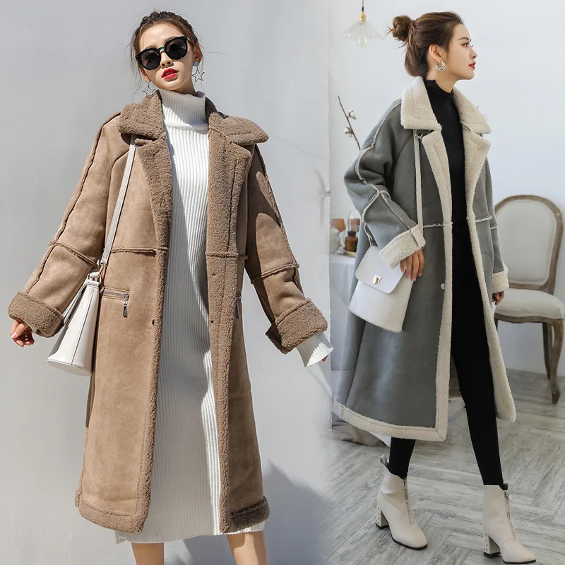 2022 winter thick warm faux lamb wool coats turn down collar female loose faux suede leather overcoats B166
2022 winter thick warm faux lamb wool coats turn down collar female loose faux suede leather overcoats B166