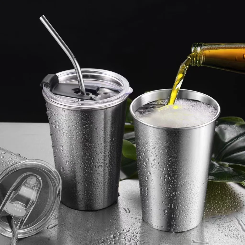 

350/500ML Stainless Steel Cup Set Large Metal Beer Cups Drinking Ice Water Juice Whisky Mug Bar Home Hen Bachelor Party Supplies