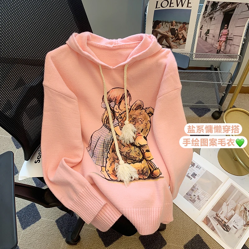Lazy Style Loose Fitting Sweater Women's Pullover New Autumn College Style Hooded Knit Coat Fashion Top
Lazy Style Loose Fitting Sweater Women's Pullover New Autumn College Style Hooded Knit Coat Fashion Top