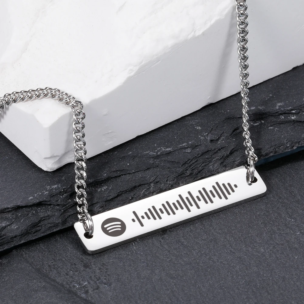 Fashion DIY Laser Engraving Spotify Scan Code Women Men Necklace Jewelry Stainless Steel Customized Gothic Gift Music Song Code
Fashion DIY Laser Engraving Spotify Scan Code Women Men Necklace Jewelry Stainless Steel Customized Gothic Gift Music Song Code