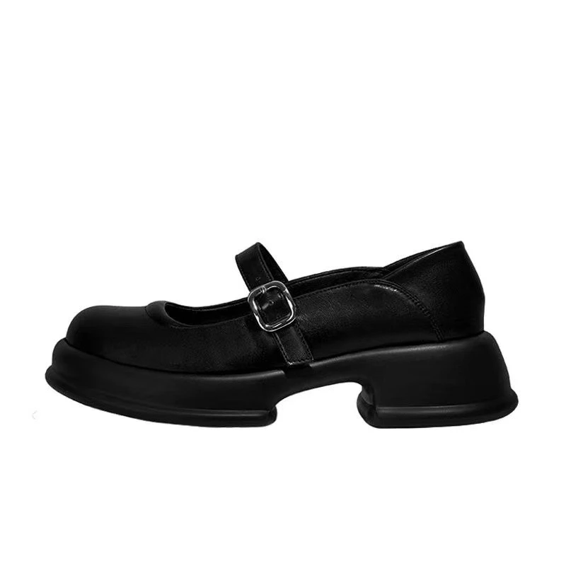 

New Black Lolita Shoes Buckle Mary Janes Shoes Patent Leather Shallow Woman Low Heel Girls Shoes Zapatos Mujer Plus Size 42