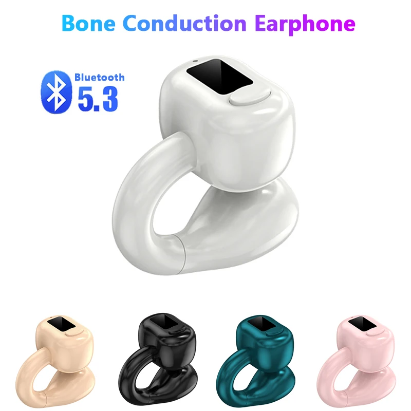 

Bone Conduction Earphones Bluetooth 5.3 Ear Clip On Ear Earring Headphones Wireless Headset HiFi Stereo Earbud With Microphone