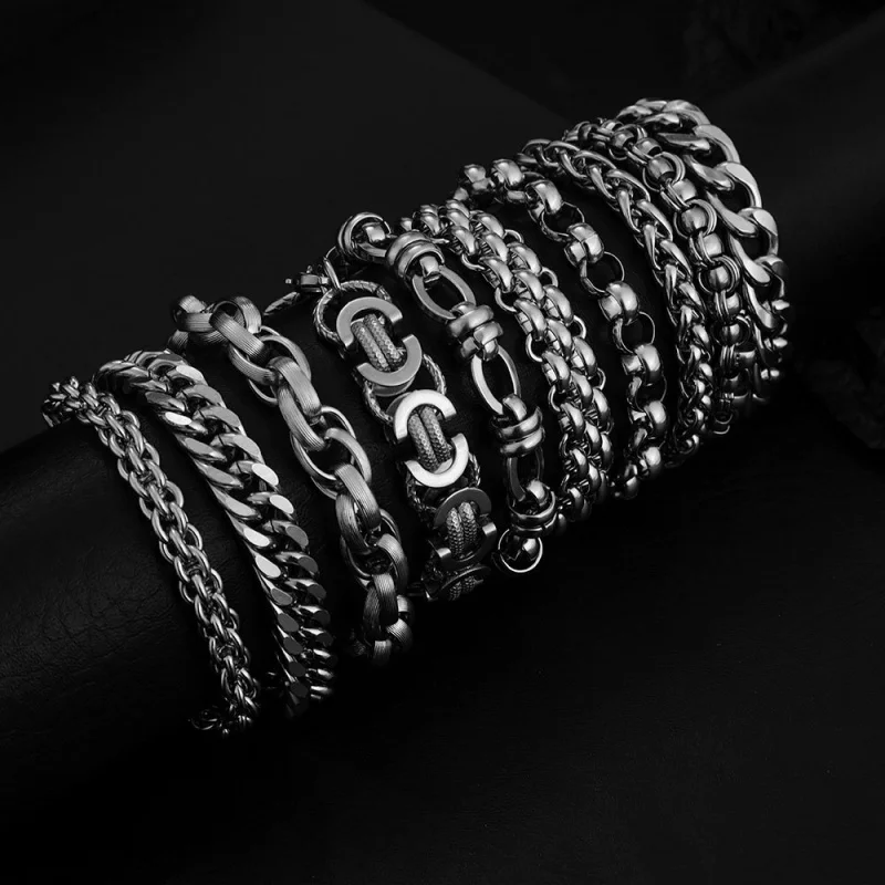Washable European and American Street Hipster Domineering Hip Hop Bracelet Titanium Steel Men Raw Retro Stainless Steel Thick St
Washable European and American Street Hipster Domineering Hip Hop Bracelet Titanium Steel Men Raw Retro Stainless Steel Thick St