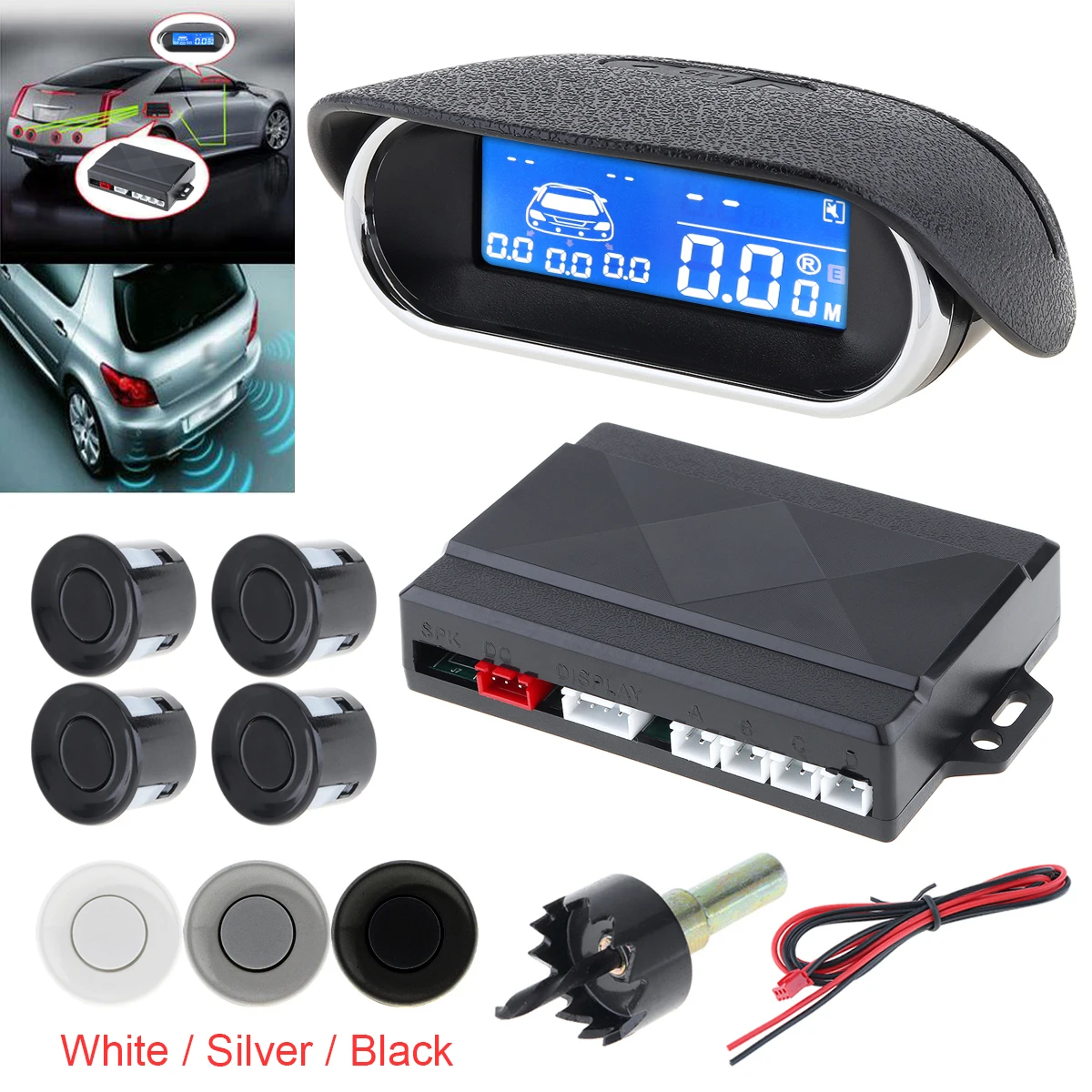 Universal Digital LCD Display Car Parking Sensor Kit Auto Radar Detector 4 Sensors Alarm Indicator Reverse Backup Radar Systems
Universal Digital LCD Display Car Parking Sensor Kit Auto Radar Detector 4 Sensors Alarm Indicator Reverse Backup Radar Systems
