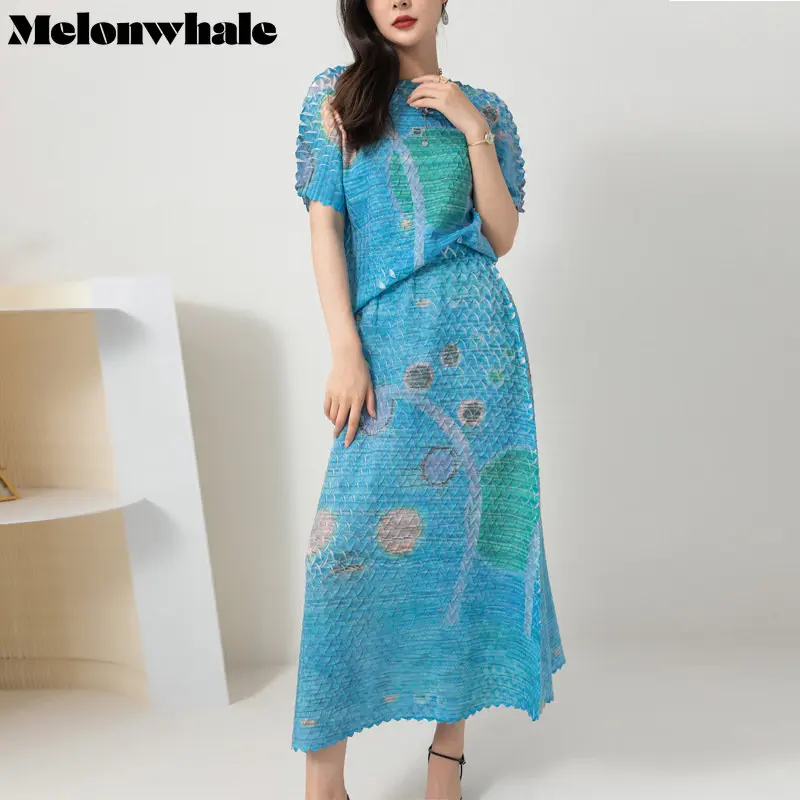 MelonWhale Miyake Geometric Prints Pleated Two Piece Skirt Sets Women 2023 Summer New Causal Short Sleeves Tops Beach Outfits
MelonWhale Miyake Geometric Prints Pleated Two Piece Skirt Sets Women 2023 Summer New Causal Short Sleeves Tops Beach Outfits