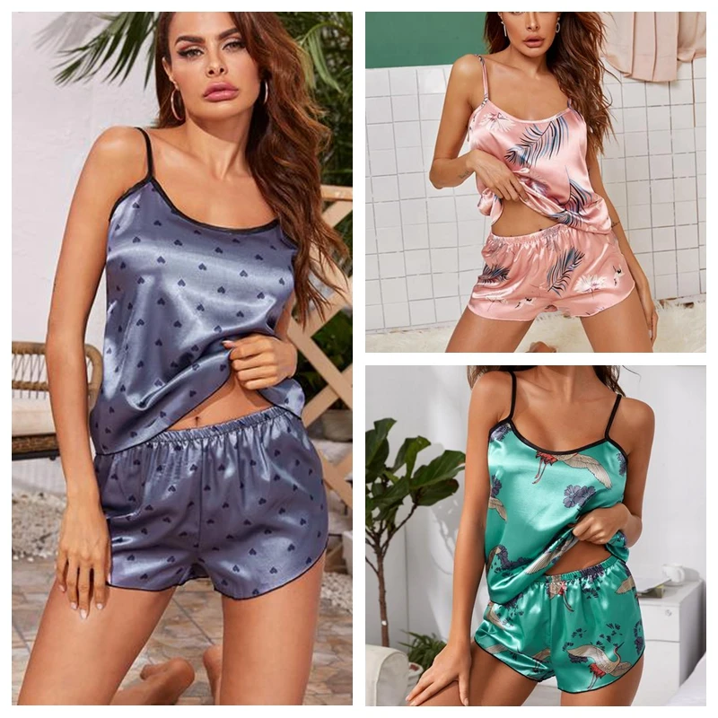 2022 New Fashion Sexy Floral Pajama Set Women's 2 Pieces Sleepwear Pyjamas Silk Satin Cami Top and Shorts Pajamas for Women
2022 New Fashion Sexy Floral Pajama Set Women's 2 Pieces Sleepwear Pyjamas Silk Satin Cami Top and Shorts Pajamas for Women