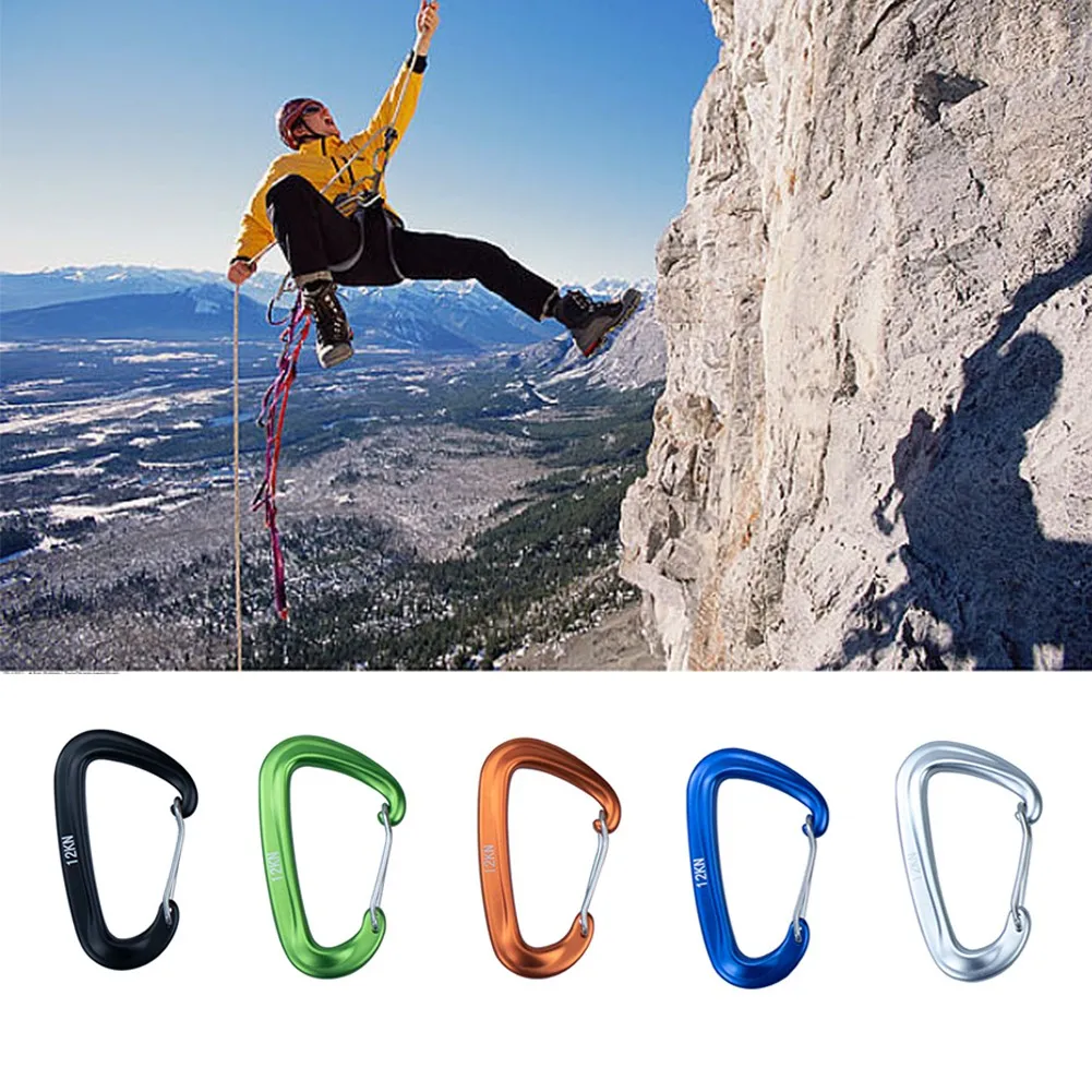 12KN Aluminium Carabiner D Shape Snap Clip Hook High Tensile Strength 8x5cm Aluminum Alloy Hook Climbing Backpack Hooks
12KN Aluminium Carabiner D Shape Snap Clip Hook High Tensile Strength 8x5cm Aluminum Alloy Hook Climbing Backpack Hooks