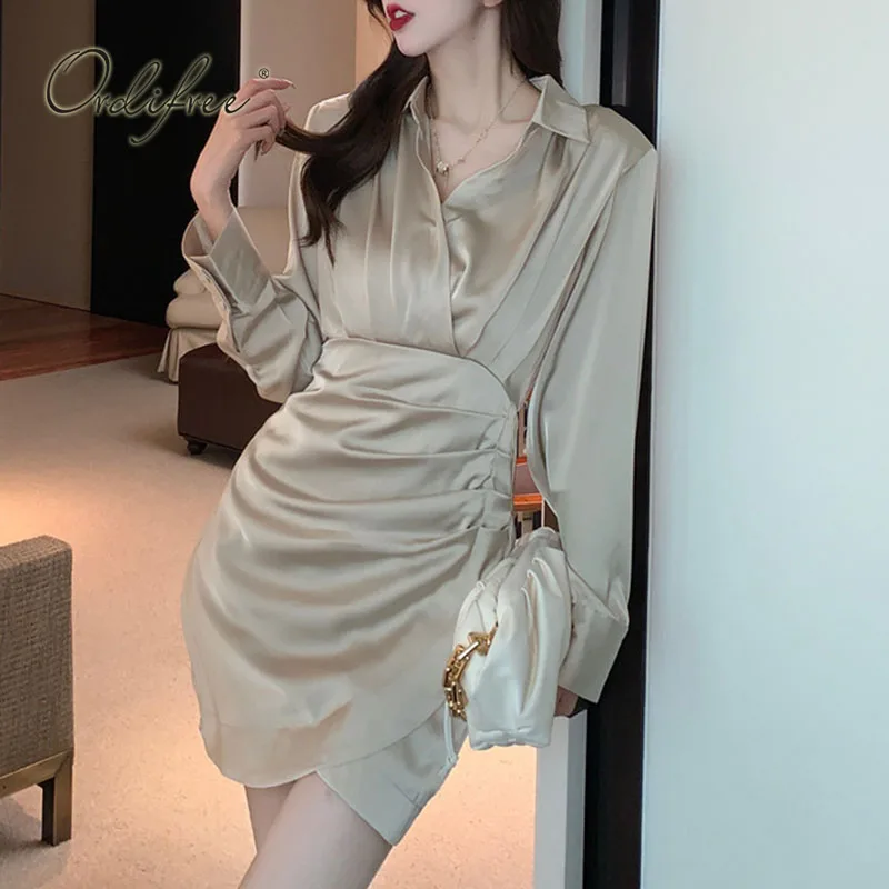 Осень-зима 2022, женское атласное платье Ordifree, сексуальное облегающее мини-платье с длинным рукавом Вечерние ремнем 
Осень-зима 2022, женское атласное платье Ordifree, сексуальное облегающее мини-платье с длинным рукавом Вечерние ремнем