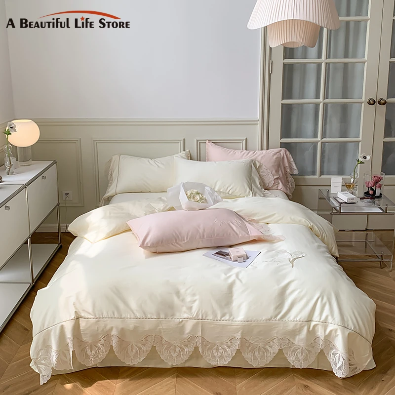 Autumn Winter 100S Egyptian Cotton Flowers Embroidery Bedding Set Elegant Lace Edge Duvet Cover Set Bed Sheet Pillowcases
Autumn Winter 100S Egyptian Cotton Flowers Embroidery Bedding Set Elegant Lace Edge Duvet Cover Set Bed Sheet Pillowcases