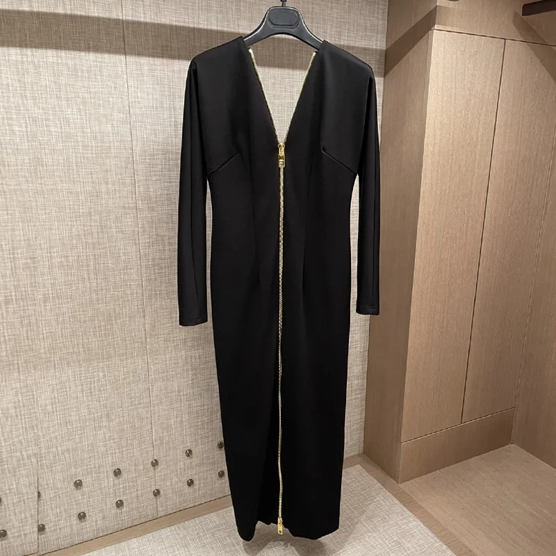 Woman's Dress High Quality Fashion Runway Sexy Tight Zipper Long Black Dress Holiday Fall Vestidos Provide label
Woman's Dress High Quality Fashion Runway Sexy Tight Zipper Long Black Dress Holiday Fall Vestidos Provide label