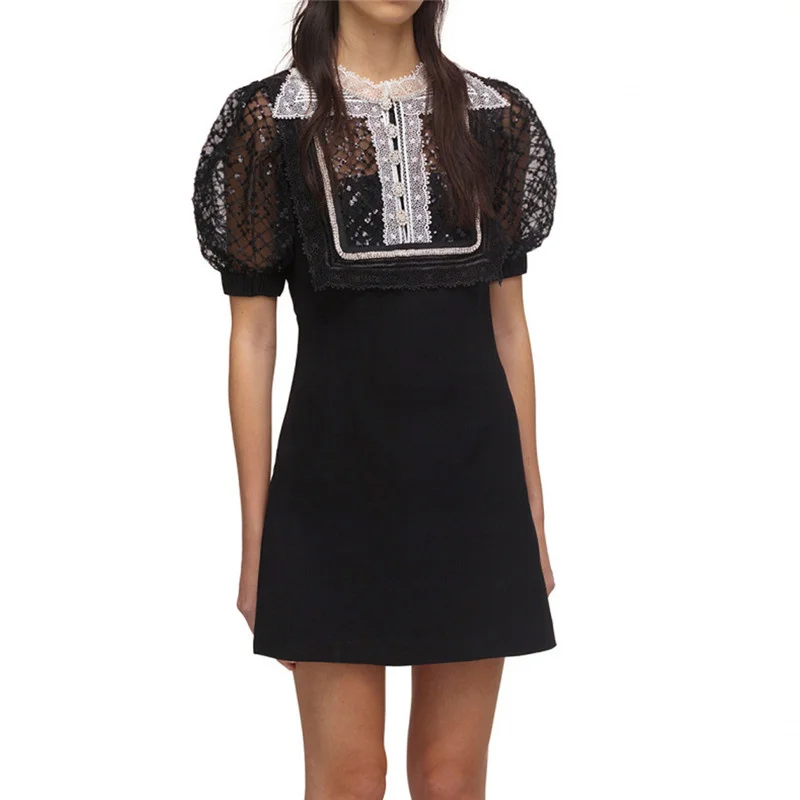 Mini Lace Beading Sexy Black Party Dresses Women Fashion Elegant Short Sleeve A-line Slim Summer Dress 2023
Mini Lace Beading Sexy Black Party Dresses Women Fashion Elegant Short Sleeve A-line Slim Summer Dress 2023