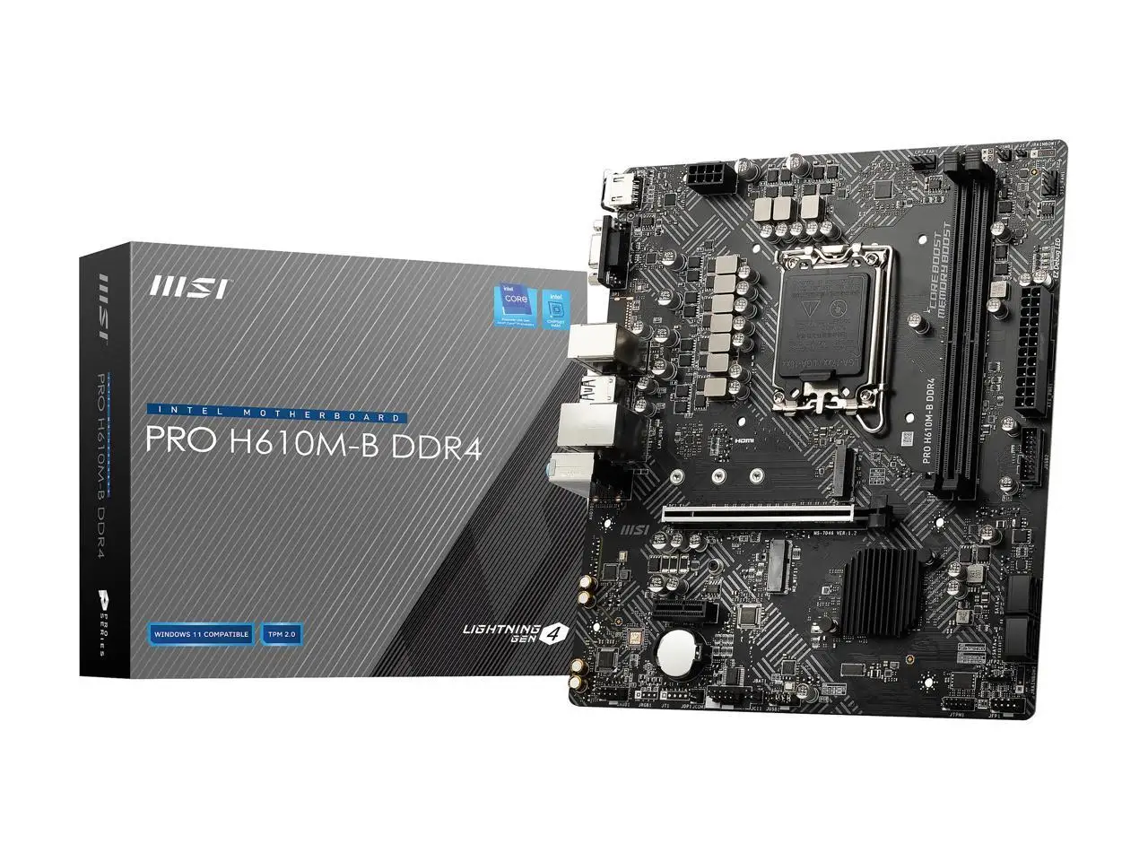 MSI PRO H610M-B DDR4 LGA 1700 Intel H610 SATA 6Gb/s Micro ATX Intel Motherboard
MSI PRO H610M-B DDR4 LGA 1700 Intel H610 SATA 6Gb/s Micro ATX Intel Motherboard