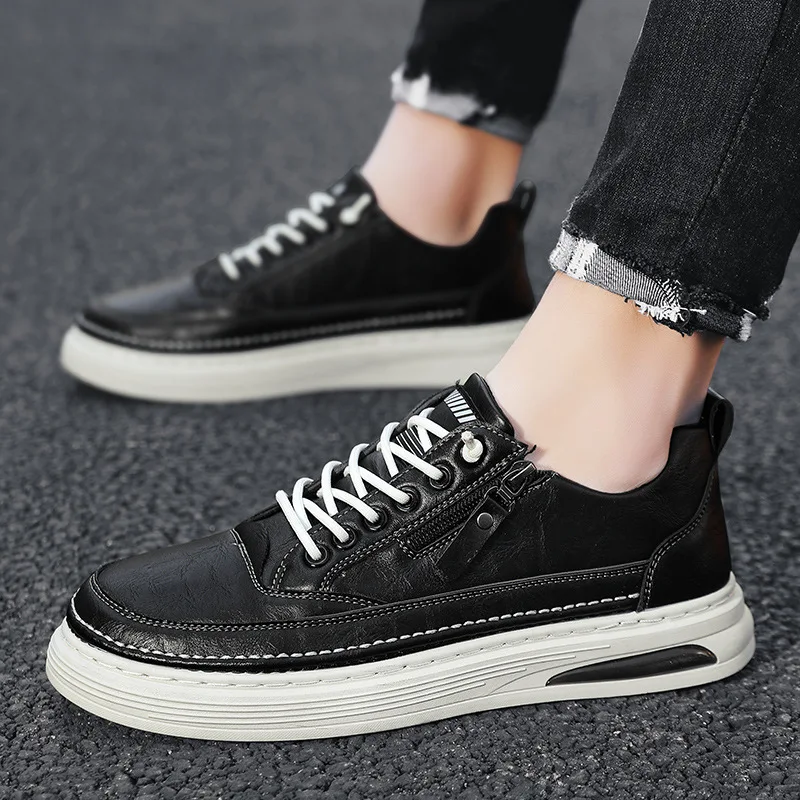 New Men Leather Casual Shoes Spring Autumn Fashion Youth Zipper Flat Skateboard Shoes Man Leather Sneakers
New Men Leather Casual Shoes Spring Autumn Fashion Youth Zipper Flat Skateboard Shoes Man Leather Sneakers