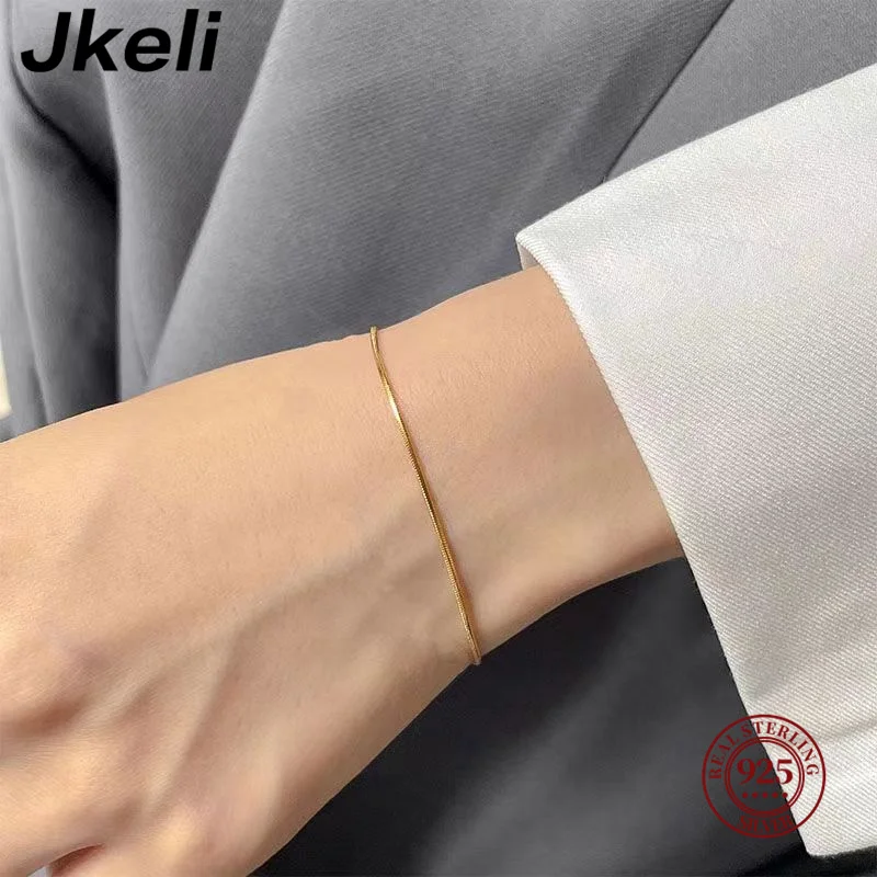 Jkeli Fashion Minimalist Thin Snake Bone Chain Charm Bracelet for Women Real 925 Sterling Silver Party Wedding Jewelry Gift 
Jkeli Fashion Minimalist Thin Snake Bone Chain Charm Bracelet for Women Real 925 Sterling Silver Party Wedding Jewelry Gift