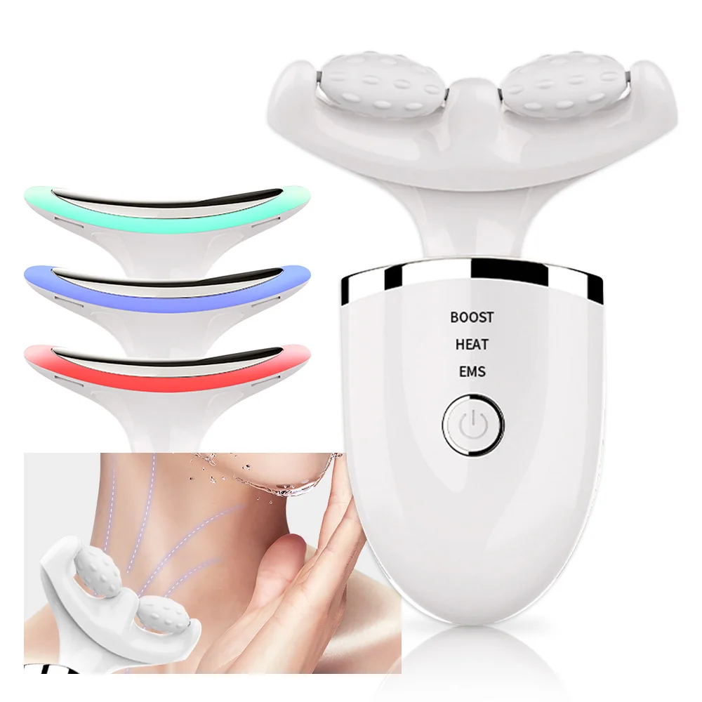 

Roller Electric Neck Beauty Massager EMS LED Photon Therapy Face Lifting Firming Skin Reduce Double Chin Wrinkle Beauty Device