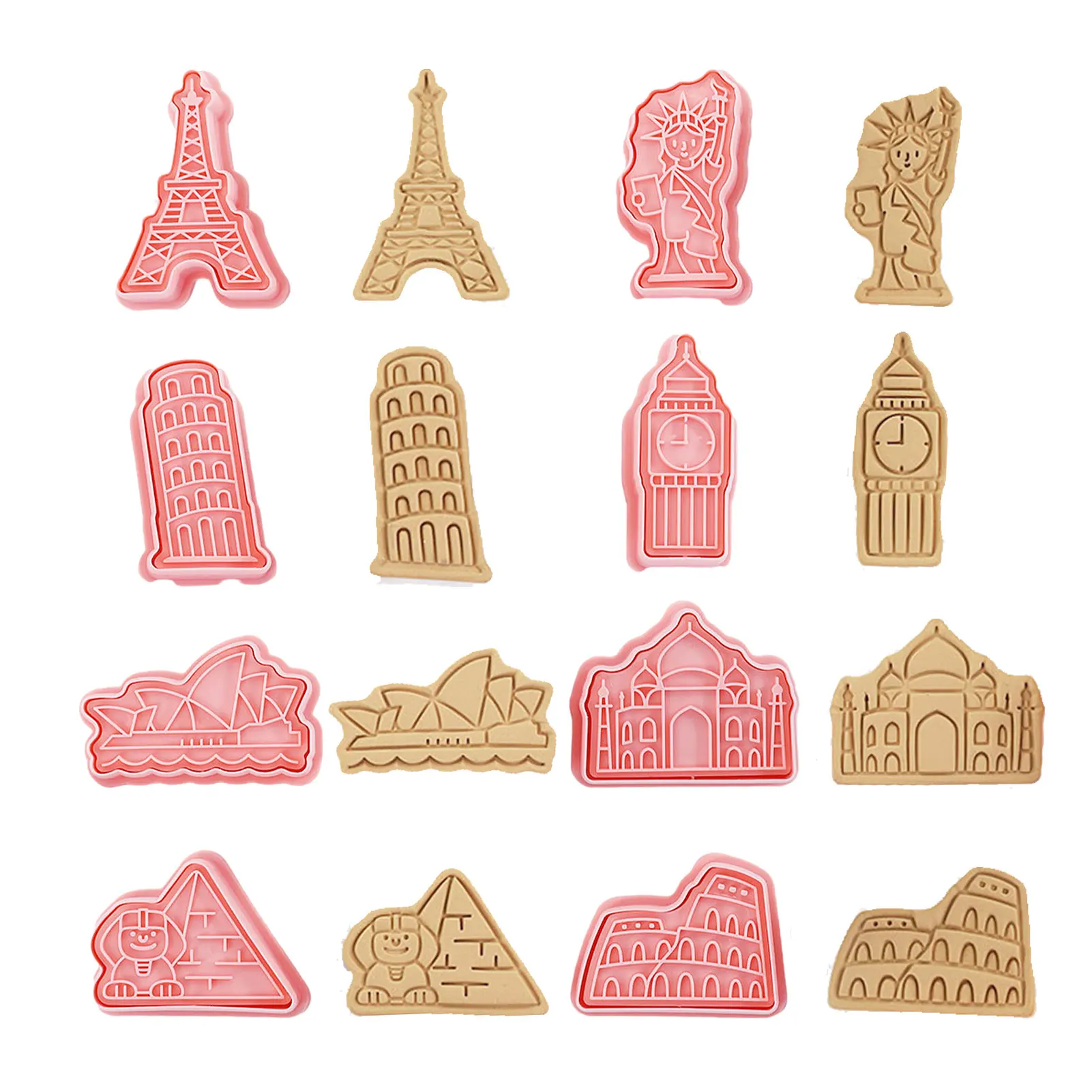 8Pcs 3D Cartoon Cookie Cutter For Kid Tourist Landmark DIY Biscuit Mould Set Cake Chocolate Press Stamp Mold For Party
8Pcs 3D Cartoon Cookie Cutter For Kid Tourist Landmark DIY Biscuit Mould Set Cake Chocolate Press Stamp Mold For Party