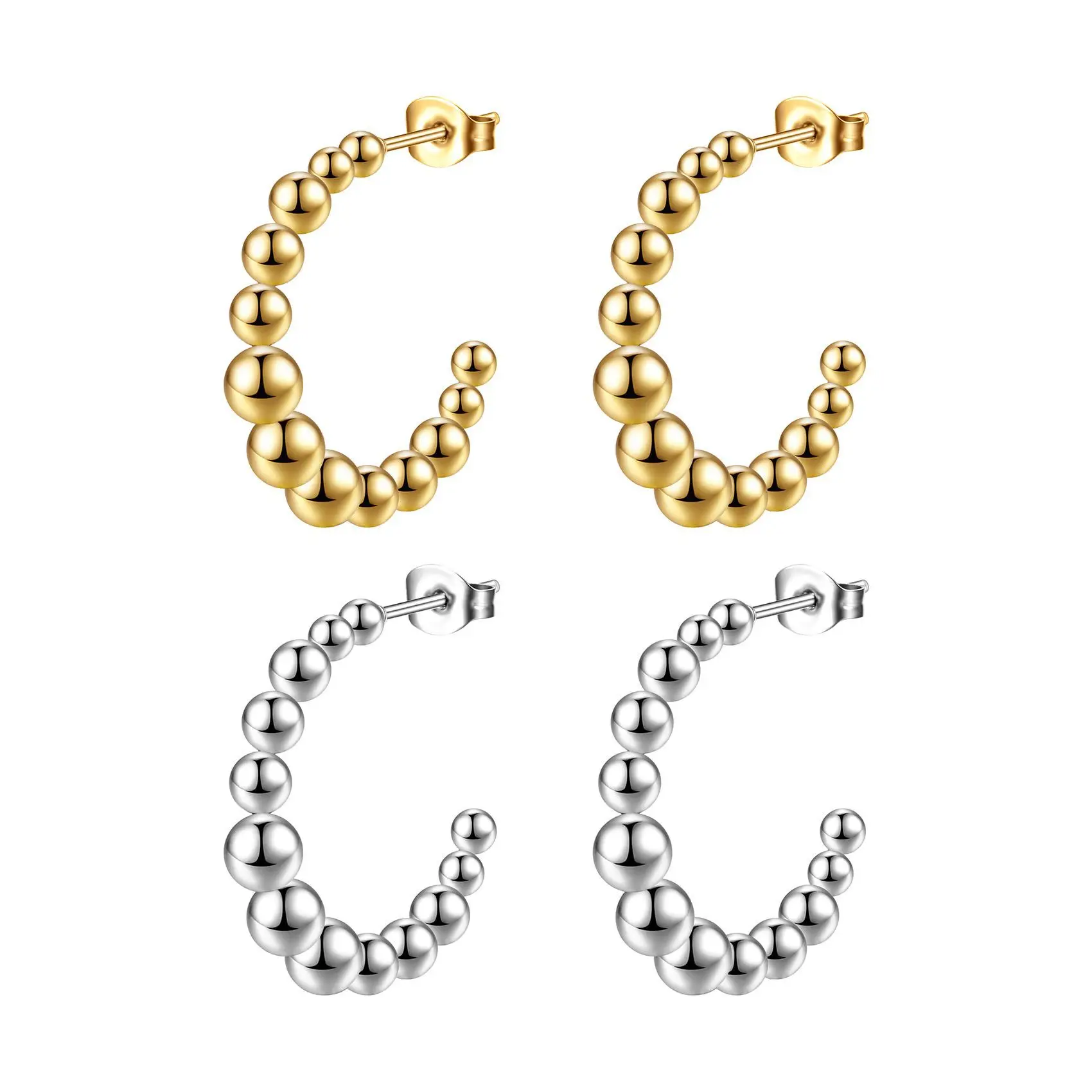 European and American Fashion Titanium Ball Earrings Women's Gold C-shaped Welded Bead Stainless Steel Trend Ear Jewelry
European and American Fashion Titanium Ball Earrings Women's Gold C-shaped Welded Bead Stainless Steel Trend Ear Jewelry