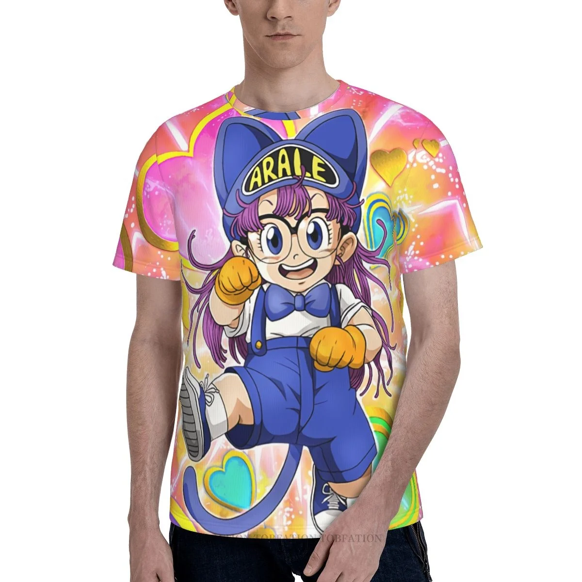 Arale Cat Dr. Slump Robot Girl Summer Mens T Shirts Loose Polyester Tshirt Quick-drying Short Sleeve Printed Breathable Clothes
Arale Cat Dr. Slump Robot Girl Summer Mens T Shirts Loose Polyester Tshirt Quick-drying Short Sleeve Printed Breathable Clothes