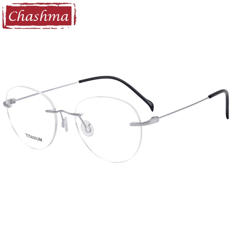 

Chashma Women Titanium Light Frame Rimless Eyeglass Prescription Optical Lens Customize Shape Size Glasses